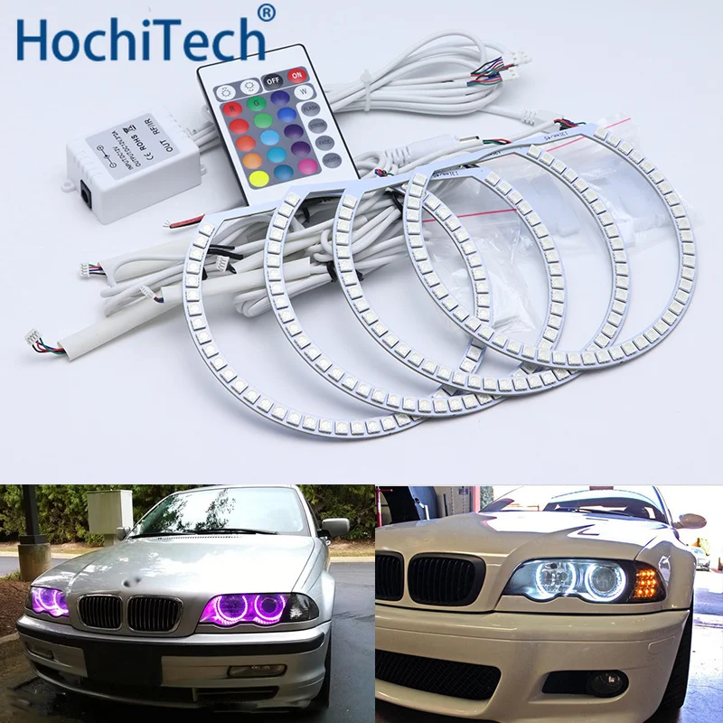 Для BMW E36 E38 E39 E46 проектор Многоцветный комплект светодиодов глаза ангела RGB гало