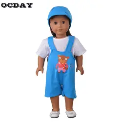 OVDAY/комплект одежды для маленьких кукол, комбинезон для детей 18 дюймов, zapf, штаны на лямках для новорожденных, для маленьких девочек, игровой