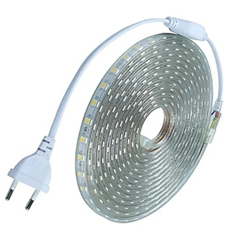

Jiawen Waterproof IP66 5050 SMD LED Flexible Light Strip (AC 110/ 220V / EU /US plug)