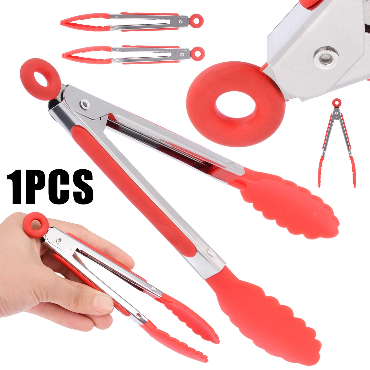 Mini Picnic BBQ Roast Tongs Clips Heat Resistant Safe Barbecue Salad Meat Tongs Kitchen for Child Kid Outdoor Cooking Helper