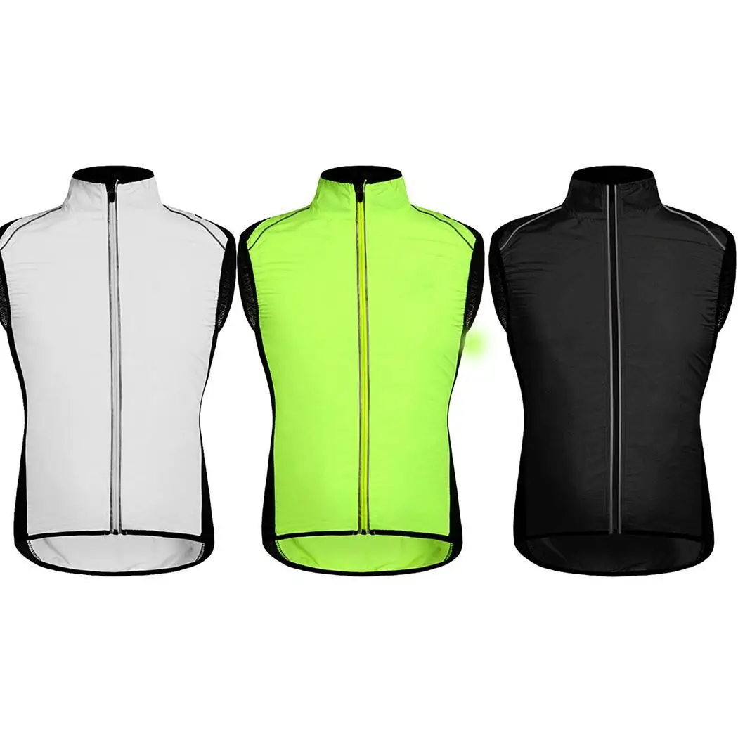 

Men Cycling Jersey Sleeveless Breathable Windproof Sport Cycling Vest Reflective MTB Bicycle Running Male Wind Breaker