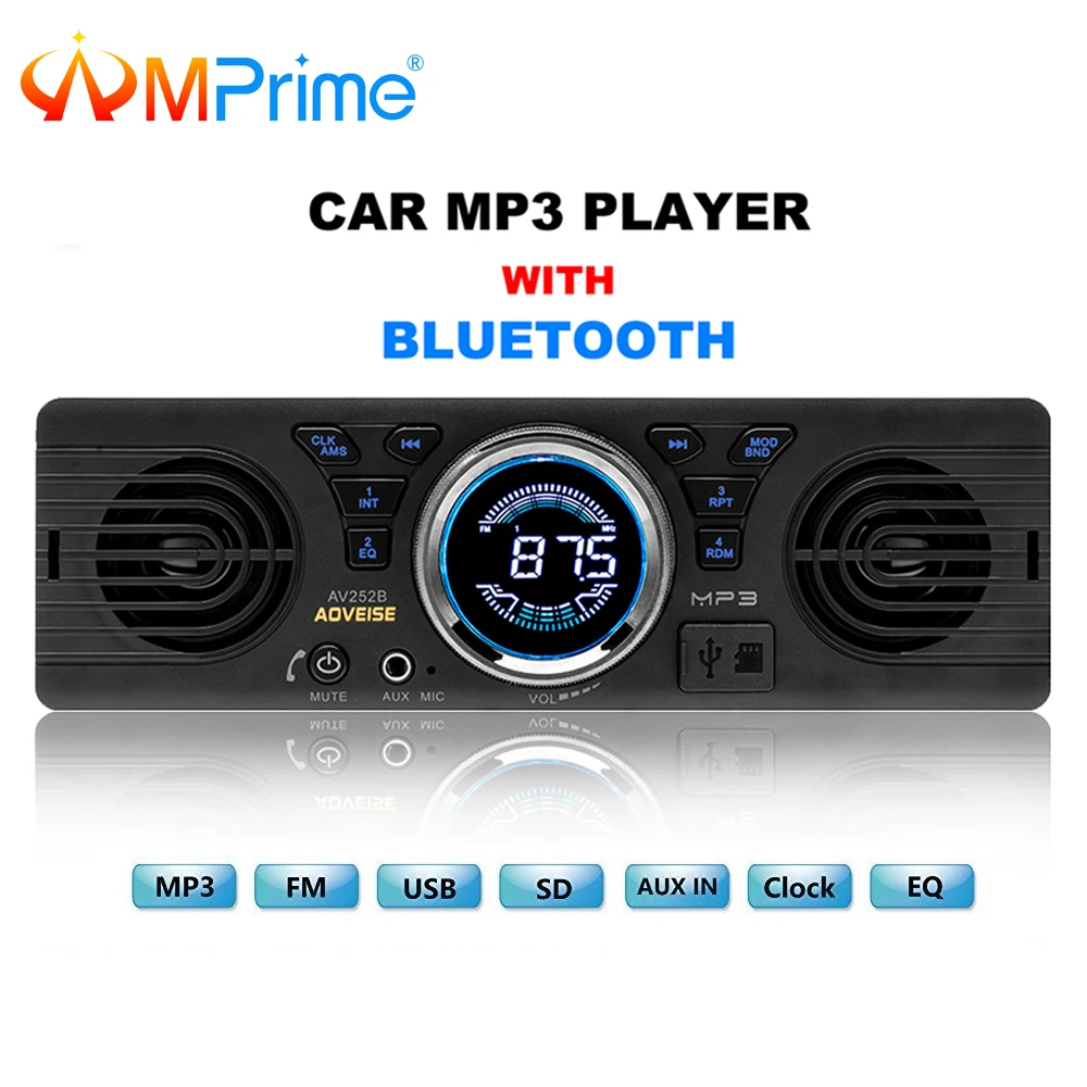 AMprime Car Radio AV252B Universal 1 din In-dash MP3 Audio Player Built-in Speaker Stereo FM Support Bluetooth Aux USB/ TF Card AMprime Car Radio AV252B Universal 1 din In-dash MP3 Audio Player Built-in Speaker Stereo FM Support Bluetooth Aux USB/ TF Card