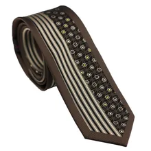 Галстуки Coachella коричневого цвета с серебристой полосой, полугеометрические панели, дизайн шейный платок из микрофибры, обтягивающий галстук 6 см