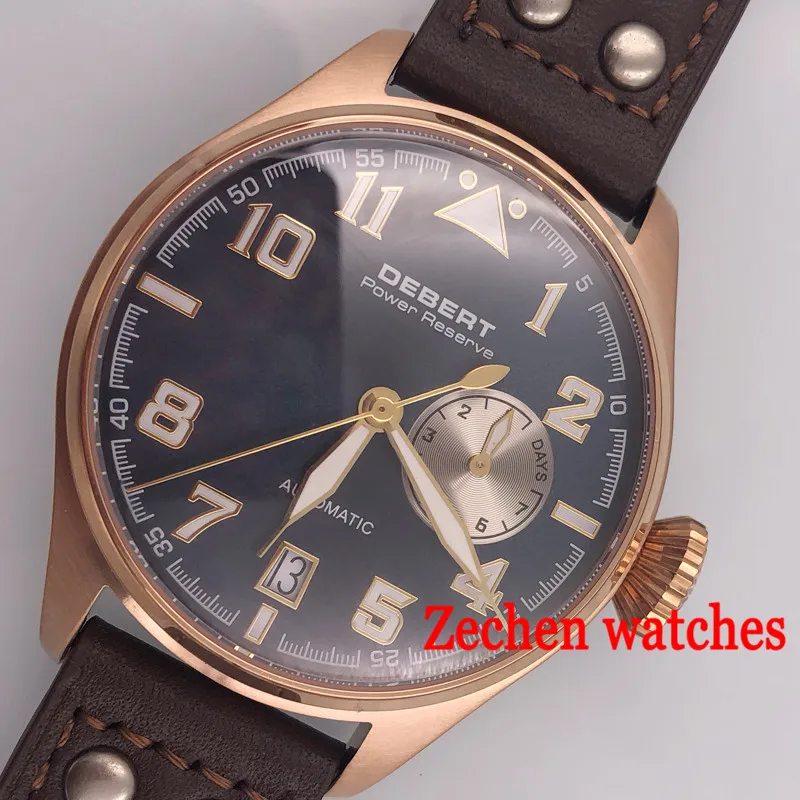 Debert 42mm watch mens watch Power Reserve Sapphire Glass blue or black Dial Automatic Men's Watch Debert 42mm watch mens watch Power Reserve Sapphire Glass blue or black Dial Automatic Men's Watch