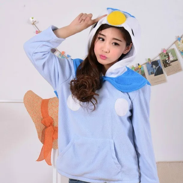 

Cosplay Spring Cute Anime Pokemon Piplup Penguin Hoodie with Ears Tail Women Men Sweatshirt Hoody