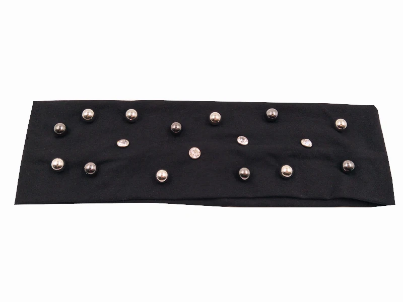 

P-17251- 2017 newest fashion stretch 100% cotton 5cm plain pearl and bling bling crystal women hair bands custom headband