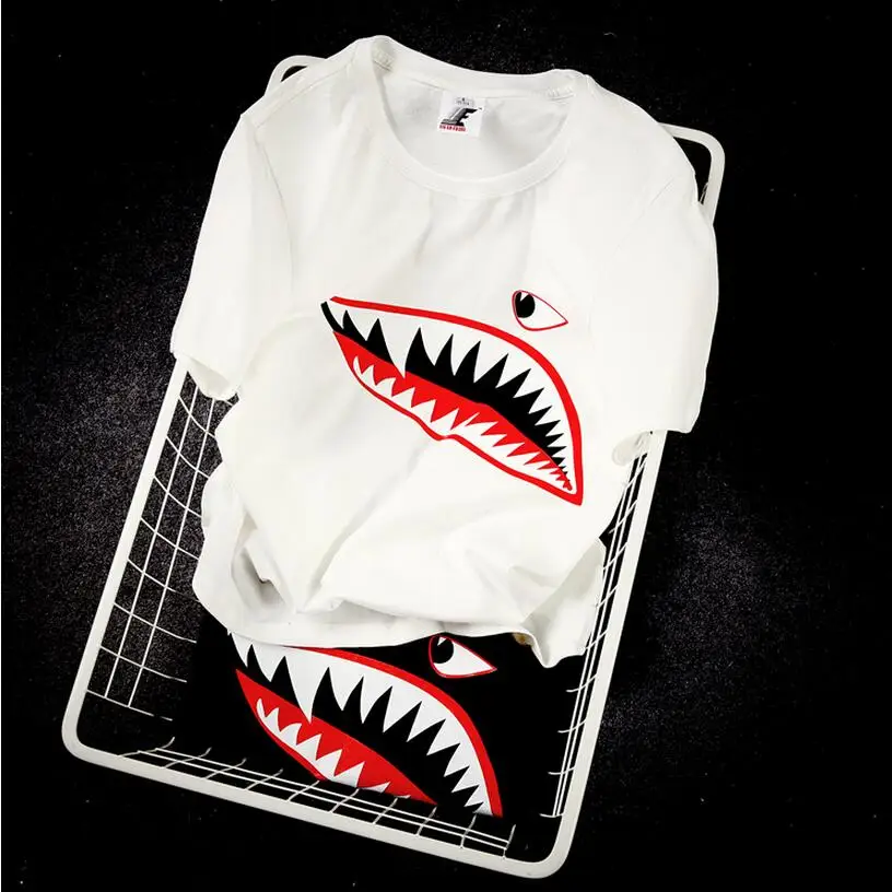 High Quality LOIEJIAOHUI Original tide brand new Harajuku wind shark T - shirt men 's style couple Top Tee | Мужская одежда