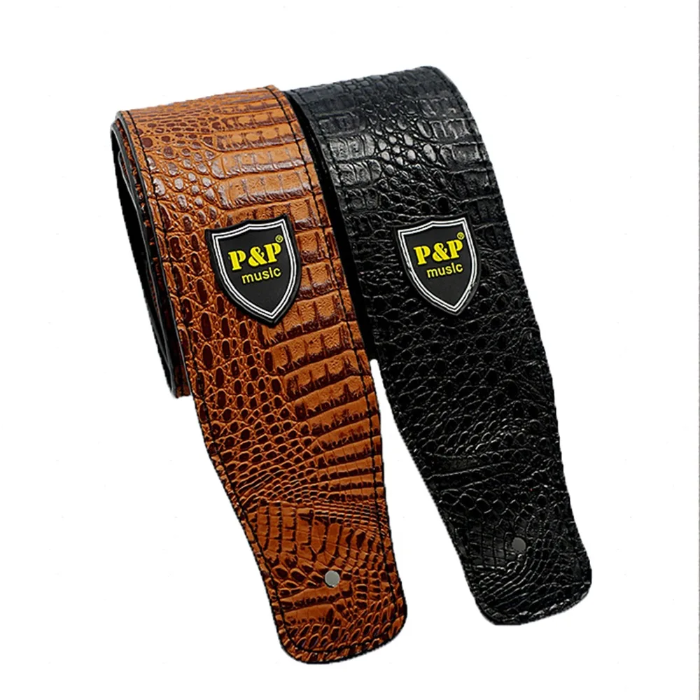 PU leather Embossed Guitar Strap Electric Guitar Acoustic Guitar Folk