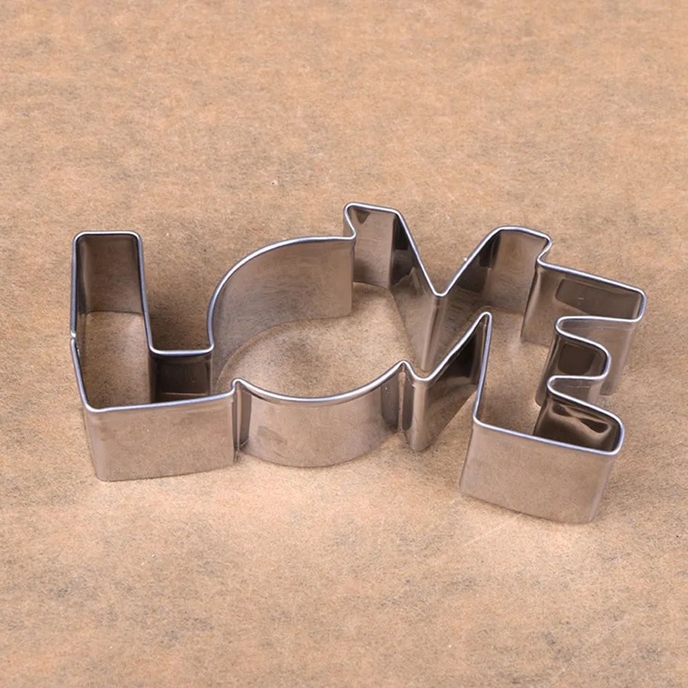 Stainless Steel Cookie Cutter LOVE Letter Shape Forms For Biscuit Mold Bakeware Pastry Confectionery Tools Fruit Cutting Mould