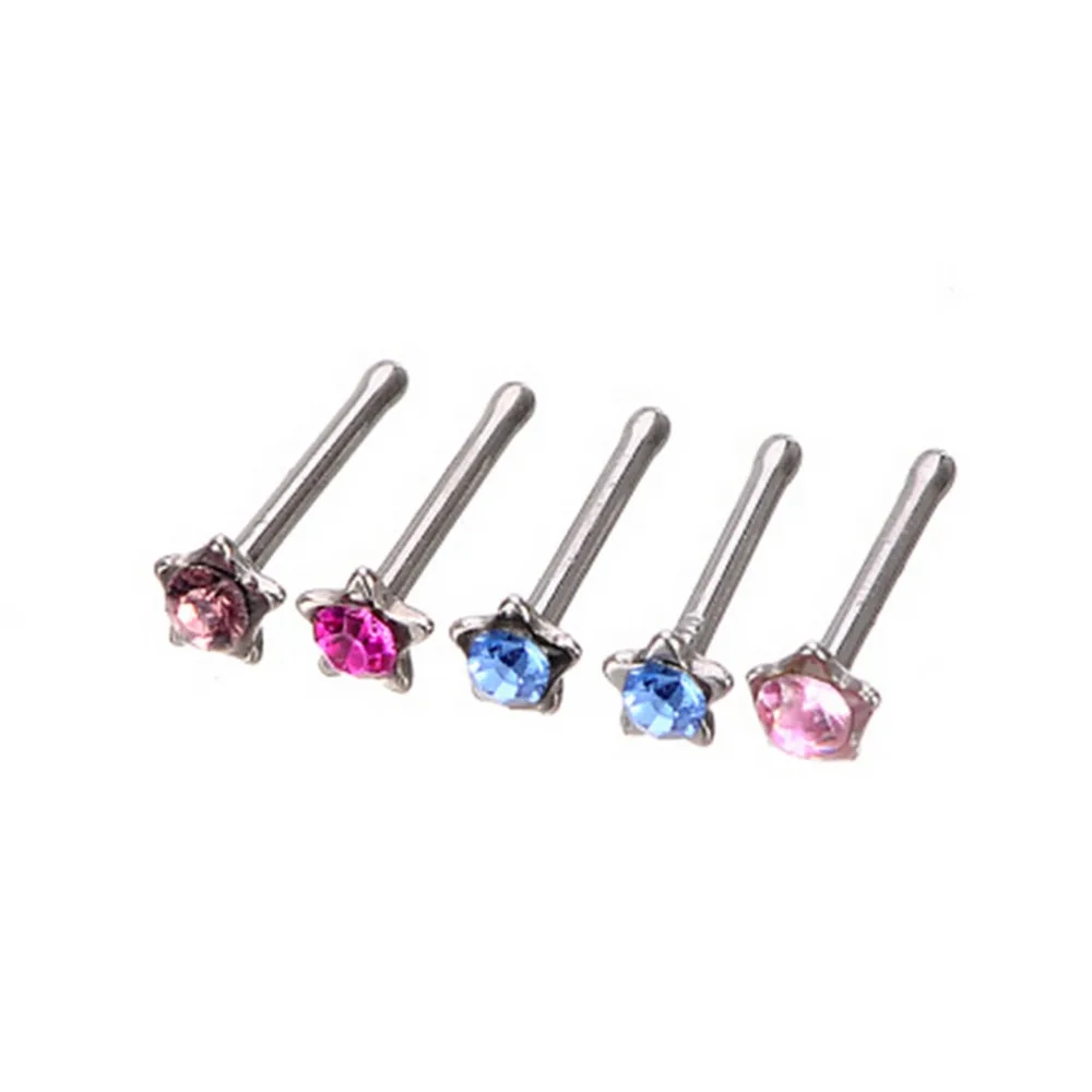 New Arrival Fashion Stainless Steel Crystal Star Nose Ring Women Body