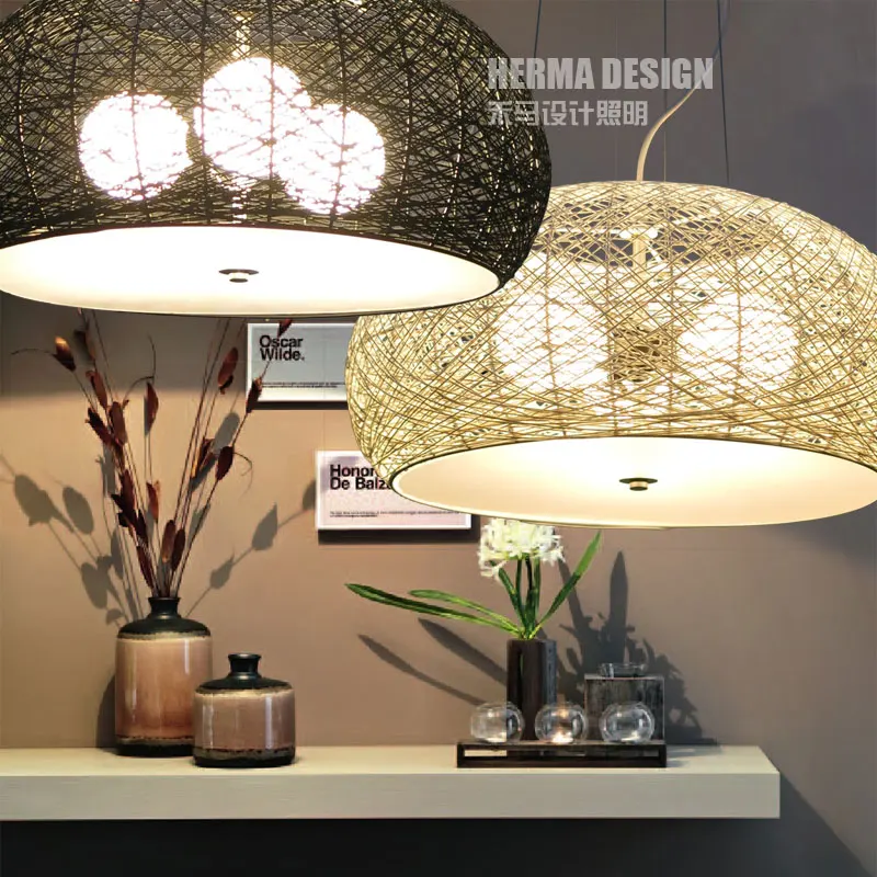 

Simple bamboo and rattan chandeliers libraries restaurante bedroom lights personalized cafes home lights ZA zb49