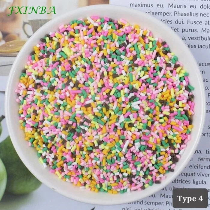 Type 4 FXINBA 100 г Fimo дополнение разбрызгивает ломтики слизи поставки DIY украшения бутафорский торт десерт спринклз глина грязь игрушки из частей - Color: Type 4