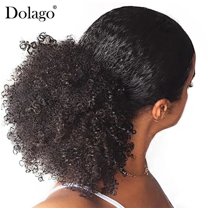 Kinky Curly Ponytail For Women Remy Hair 1 Piece 3b 3c Clip In