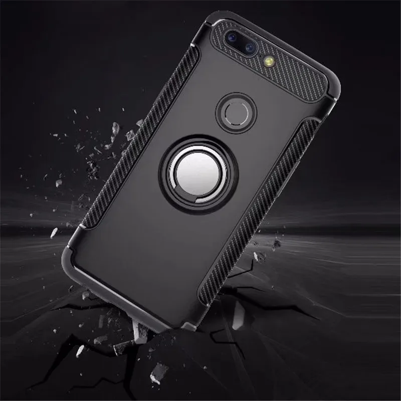 

Anti-knock Soft Silicone PC Back Cover Cases For Oneplus 5T Mobile Phone Case With Ring Bracket