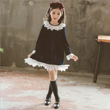 2018 Autumn Girls Dress Korean style fashion Kids long sleeve dress velvet clothing girls stitching lace girls kid velvet dress 2018 Autumn Girls Dress Korean style fashion Kids long sleeve dress velvet clothing girls stitching lace girls kid velvet dress