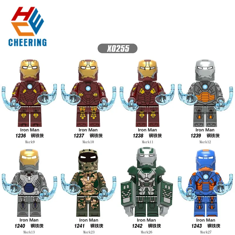 

20Pcs Super Heroes Series Iron Man Bricks MK9 MK10 MK27 War Machine Building Blocks For Children Christmas Toys Gift X0255