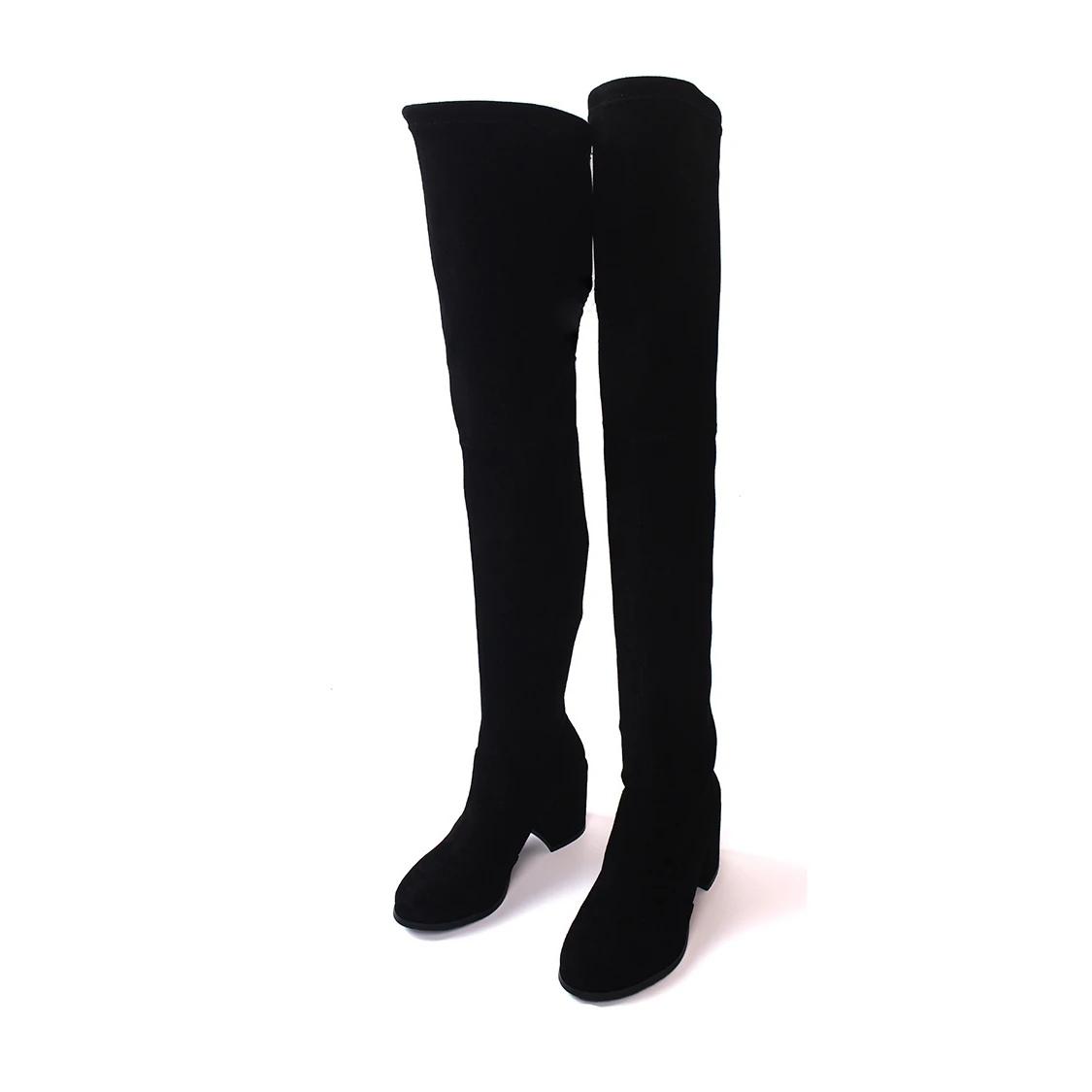 

New Arrival Fashion Over The Knee Boots Women Casual Kid Suede Square Heels Round Toe Vintage Style Long Boots Shoes CN-A0000