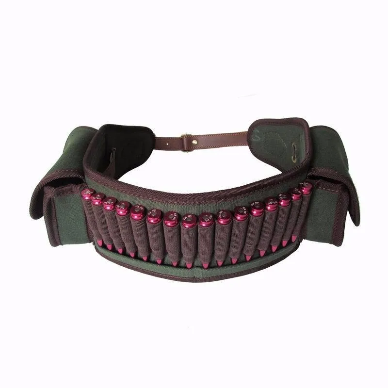 Tourbon-Shooting-Tactical-Adjustable-Rifle-Cartridge-Bandolier-Belt-Army-Green-Canvas-Hold-16-Rounds-for-Hunting