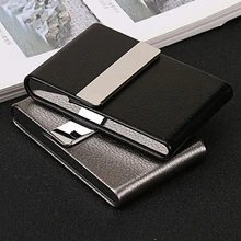 Wholesale New Business ID Credit Card Holder Fashion Card Id Holders Brand Metal Aluminum Card Case PU Leather Name Holder Wholesale New Business ID Credit Card Holder Fashion Card Id Holders Brand Metal Aluminum Card Case PU Leather Name Holder