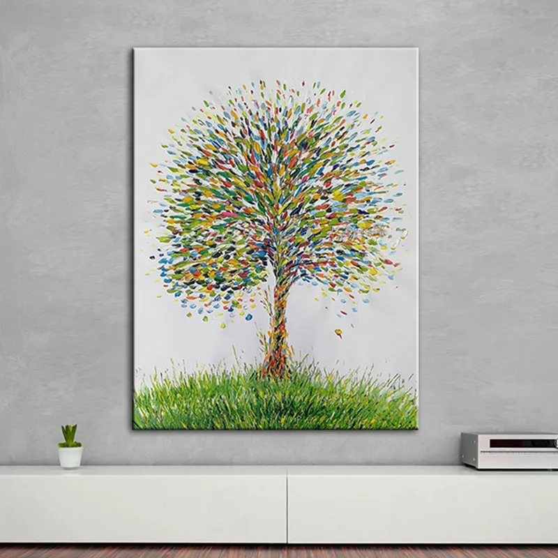 

Handpainted Abstract Landscape Oil Paintings on Canvas Home Decor Wall Decoration Large Arts Knife Color Tree Pictures Painting