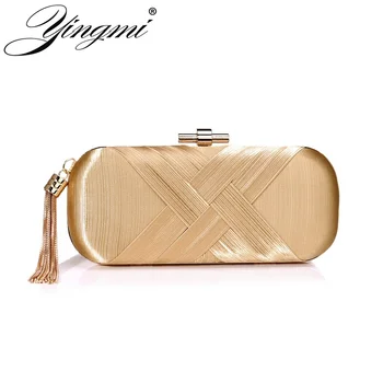 

YINGMI Luxurious Tassel Women Evening Bags Metal Fashion Clutches Purse For Wedding Party Dinner Handbags With Chain Shoulder