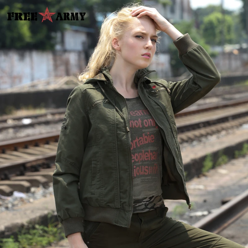 Promo  Brand Quality Hooded Women Jacket Spring Autumn Jackets Women Fashion Ladies Short Jacket Green Bom