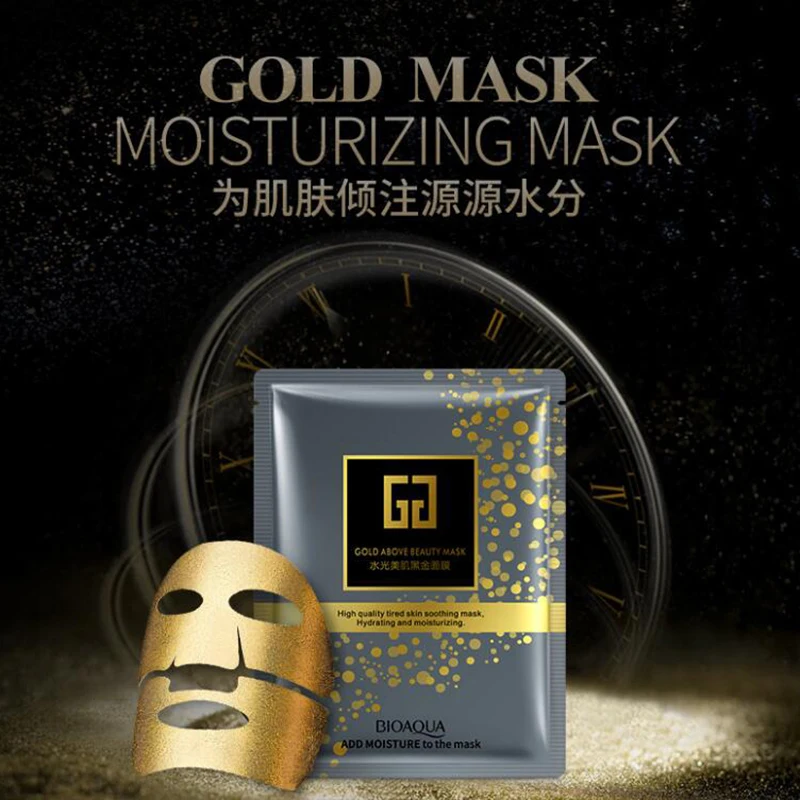BIOAQUA отбеливающая черная Золотая маска для лица высокого качества маска Успокаивающая Увлажняющий маска для лица контроль масла Уход за кожей
