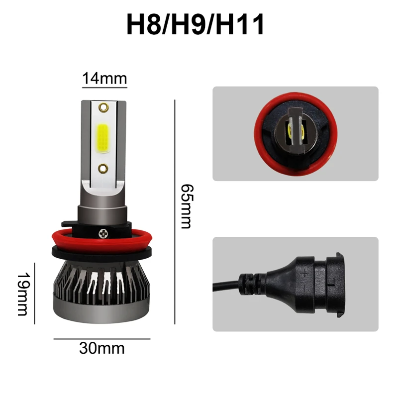 Czpvq 2 предмета мини Размеры H4 H7 H11 светодиодный Canbus 3000K 4300K 6500K 8000K автомобилей головной светильник H1 H3 H8 H9 9005 9006 880 светодиодный Автомобильная Противо-Туманная светильник