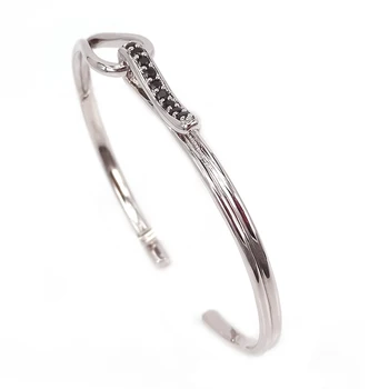 

2020 New Men Anil Arjanda Bangles,Micro Pave black cz & Silver Color open Bangle For Men Bracelets Women Jewelry,Best Gift