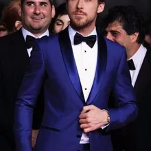 Индивидуальный костюм, облегающие смокинги синего цвета, лучший мужской пиджак с отворотом, мужские яркие синие костюмы(куртки+ штаны+ галстук