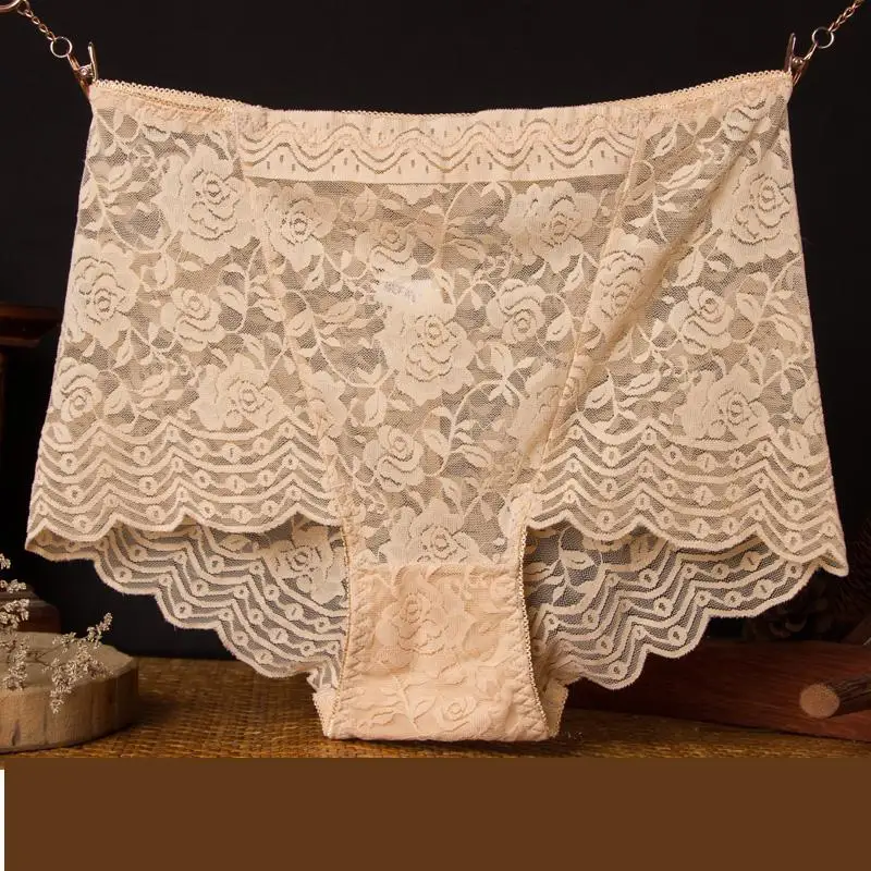 

Big size M-3XL women underwear briefs sexy women's Panties full transparent lace seamless string Big size women underwear panty