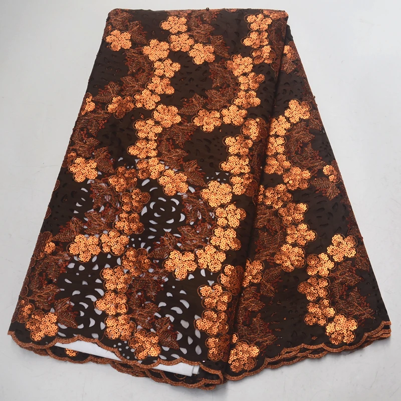 

New African fabrics high quality Nigerian velvet lace embroidery with sequined fabrics size 5 for party dresses