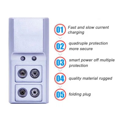 Meilleur 9 V chargeur de batterie 2 smart slot nimh batterie au lithium chargeur pour rapide de charge