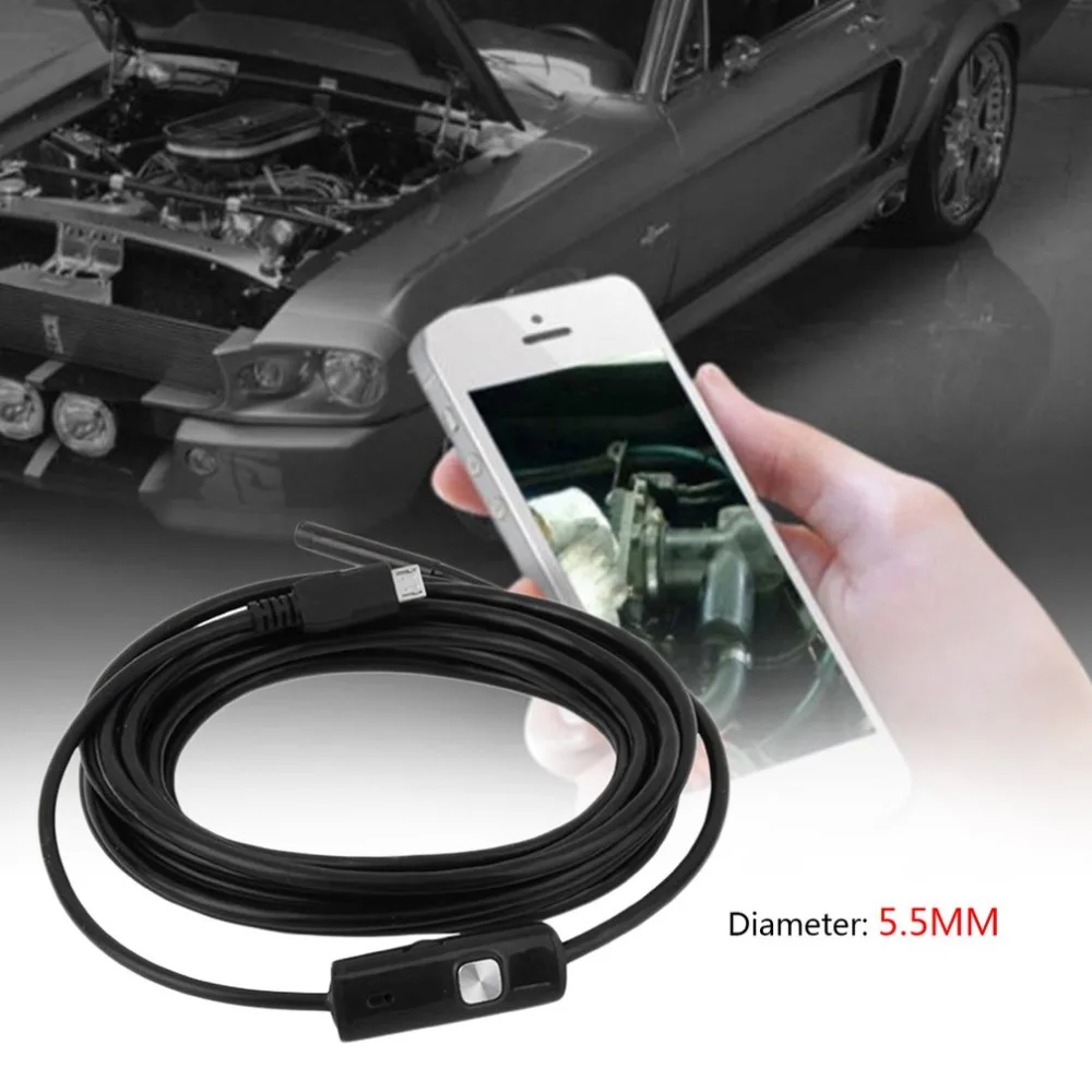 

6 LED 5.5mm Lens 480P Endoscope Waterproof Inspection Borescope for Android Focus Camera Lens USB Cable Waterproof Endoscope