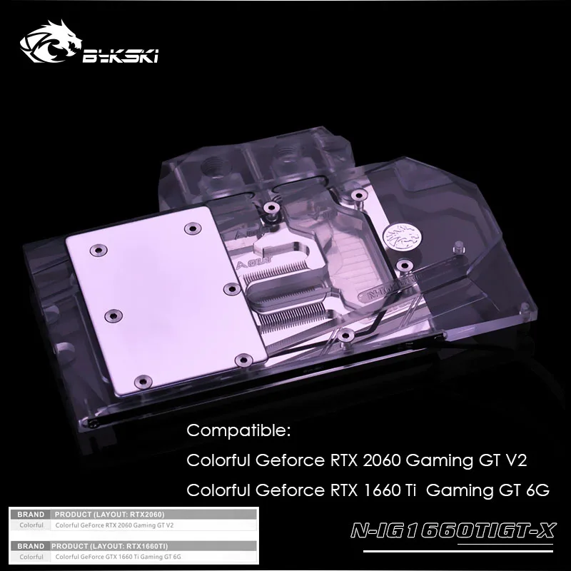 Bykski охладитель gpu для красочных Geforce RTX 2060 GT V2/1660 Ti Gaming GT 6G Wate rcooling card gpu водяной блок N-IG1660TIGT-X