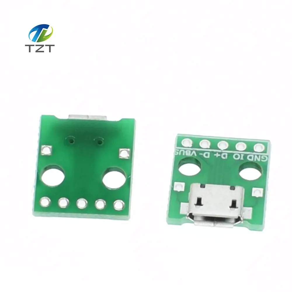 

10pcs MICRO USB to DIP Adapter 5pin female connector B type pcb converter pinboard 2.54