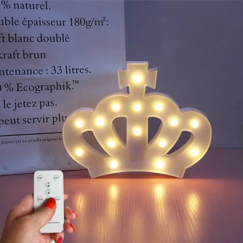 Декоративные буквы свет звезда якорь светодиодный пульт дистанционного управления Marquee лампа на батарейках светодиодный знак для Рождественское украшение для дома подарки - Испускаемый цвет: Crown