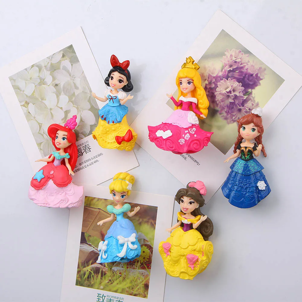 Frozen Fridge Magnets 3d People Souvenir Mermaid Snow White Princess Aisha PVC Magnetic Sticker Kids Fridge sticker Decora