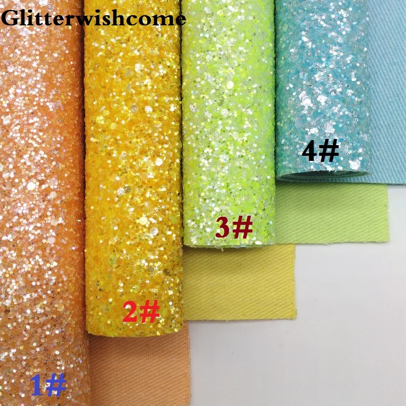Синтетическая кожа Glitterwishcome 21 х29 см Размер A4 подкладка в одном цвете крупная с