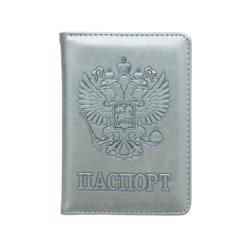Men Women Rfid Passport Cover Travel Passport Case Russia Travel Document Cover SIM Passport Card Holders - Цвет: Grey