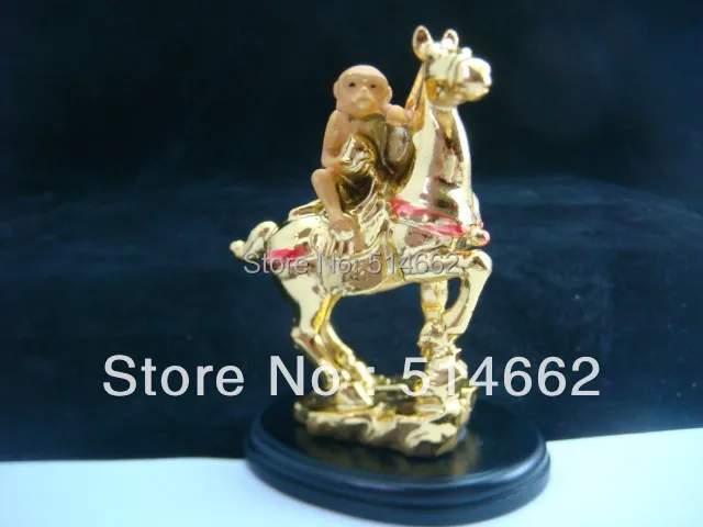 

FENGSHUI GOLD MONKEY WITH PEACH ATOP HORSE FOR CAREER