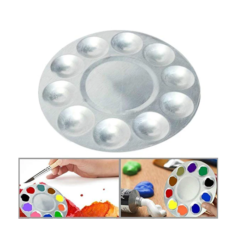 

Houkiper 10 Wells Design Plastic Palette Art Paint Plastic Drawing Tray Color Palette For Oil Watercolour White Painting Pallet