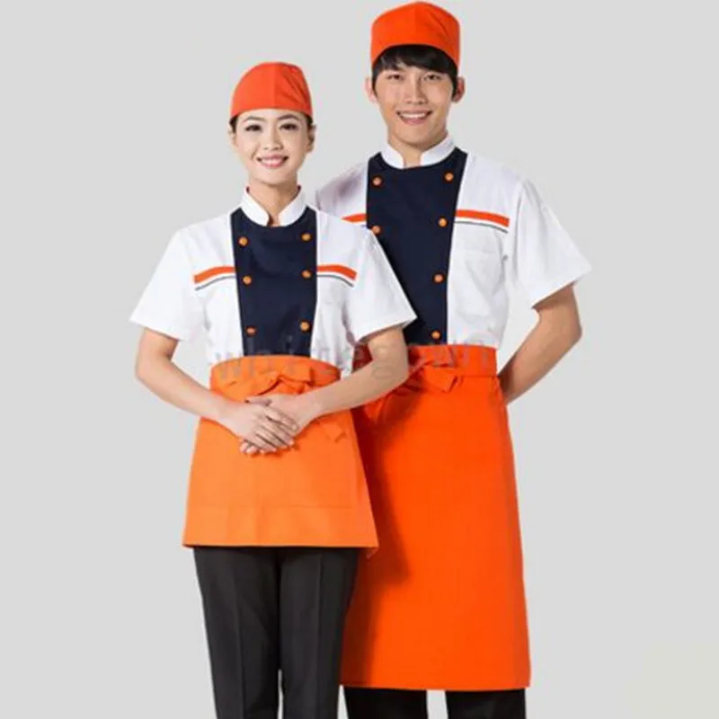 Летние официант китайского ресторана униформы китайского шеф-повар униформа шеф-повара Одежда для шеф-поваров Официант в отеле одежда