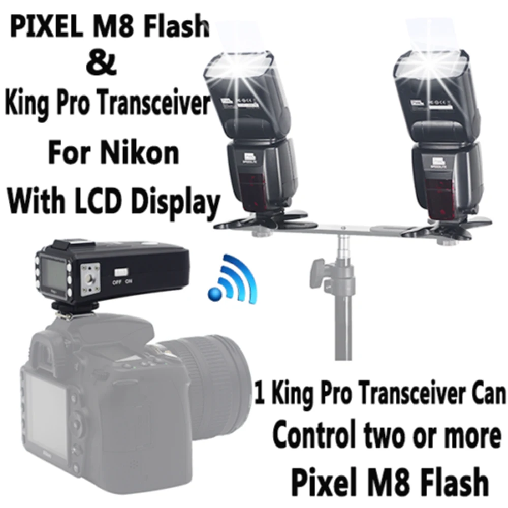 2 шт. PIXEL M8 4 ГГц Вспышка Speedlite с King Pro Беспроводной TTL Flash Trigger для Nikon D800 D90 D600 D3000 D5100
