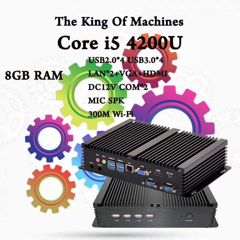 Computer industriale fanless 0 00db intel core i5 4200u 8 gb ram SATA3 MSATA3 6 Gb