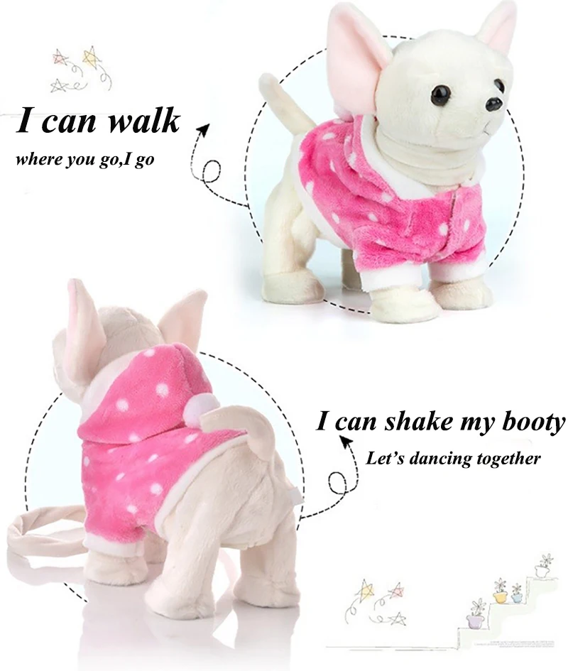 Brinquedos de Pelúcia Eletrônicos para Crianças Trela Elétrica Cachorro Música Máquinas Controle Remoto Cão Brinquedos Presente Natal Livre 7 High Quality Brinquedos e hobbies