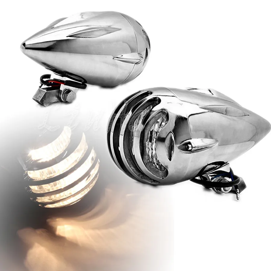 Motorcycle Chrome Abs Bullet H4 Halogen Retro Headlight For Harley Honda Custom Motorcycle