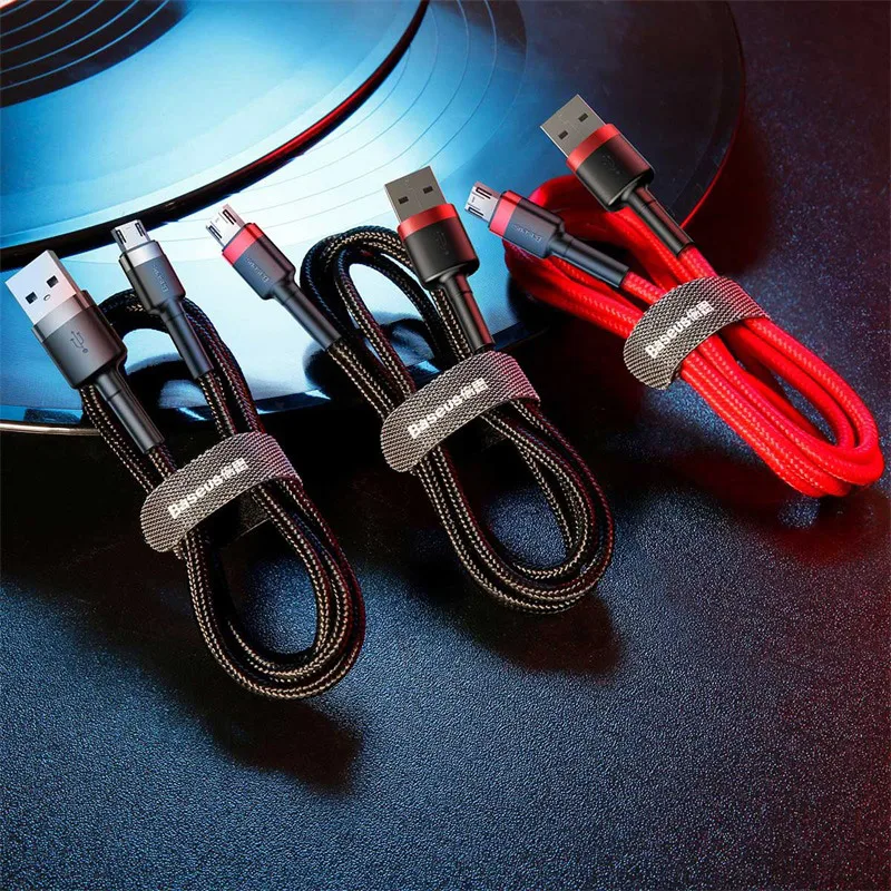 Baseus 1m 2m Micro USB Cable for Xiaomi Redmi Note 5 Pro 4 Reversible Micro USB Charger Data Cable for Samsung S7 Mobile Phone