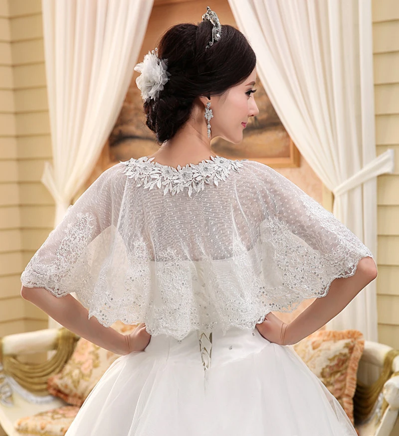 New Lace Bridal Boleros Thin Sequins Sleeveless Women Las Wedding New Lace Bridal Boleros Thin Sequins Sleeveless Women Las Wedding Jackets Plus Size Wraps For Party In Wrap From Weddings