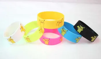 

Lot hot 50pcs 6style popular cartoon Pikachu logo Silicone Rubber Bracelet Wristband